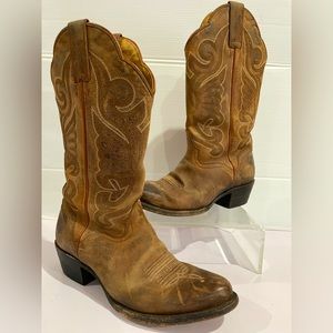J.B.Dillon Women’s Cowboy Western Boots Genuine Goat Leather Brown Size 7.5